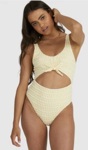 BNWT BILLABONG 2022 WAVE CHECK ONE PIECE SWIMSUIT (BANANA) SMALL (8) $119.99 - Picture 1 of 3