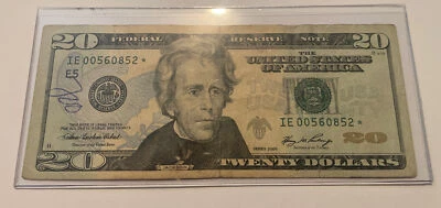 US Fancy Star Error Note Serial Twenty Dollar Replacement Duplicate Ink Fed $20 - Image 1 of 3
