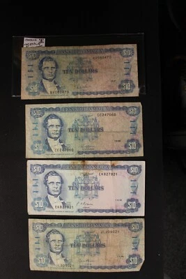 1987, 89, 92, & 94 Jamaica $10 4 Well Circulated Notes - Image 1 of 2