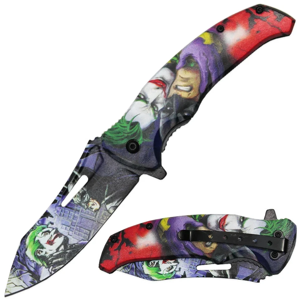 The Joker - Asistente de mango impreso a doble cara - Abierto y clip para cinturón - JK 6417-6 Foto 1 de 1