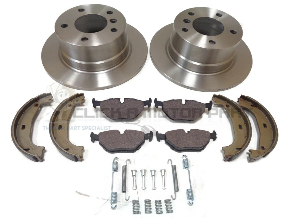 BMW Z3 1997-2003 JUEGO DE 2 DISCOS DE FRENO TRASEROS Y PASTILLAS FRENO DE MANO Y KIT DE MONTAJE Foto 1 de 1