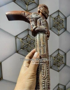Bastone da passeggio Maori manico da passeggio esclusivo intaglio testa da passeggio - Foto 1 di 7