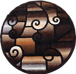 5x5 Round Area Rug Black, Chocolate Brown Home Floor Mat Carpet (4'10" x 4'10")