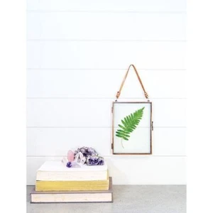 IS Gift Metal Clear Glass Press Frame with Leather Strap Hanger - Picture 1 of 5