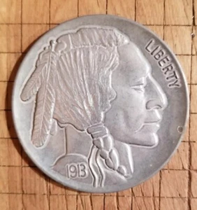 Large 3" Buffalo/Indian Head Nickel ~ Vintage Metal Medallion 1913 Novelty Coin - Picture 1 of 3