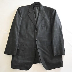 Southwick 44R Gray Windowpane USA Made Flannel Blazer Suit Jacket Sport Coat - Picture 1 of 24