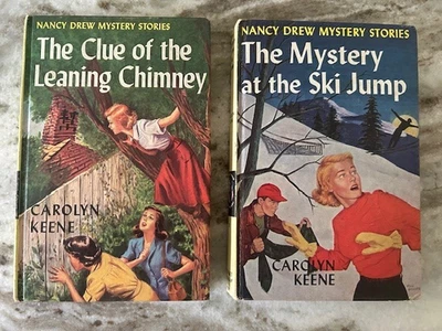 Vintage Nancy Drew 2 book lot 26,29 Clue of Leaning Chimney, Mystery at Ski Jump - Image 1 of 4