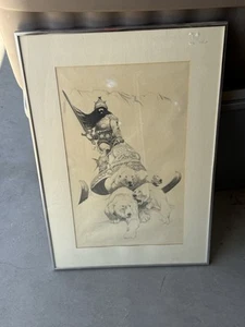 Frank Frazetta - “Silver Warrior”Sketch Art Framed Vintage Drawing -(Unknown) - Picture 1 of 3