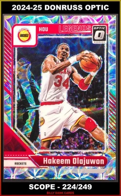 Mira óptica Donruss Hakeem Olajuwon - 2024-25 #249 juego de caja SN# 224/249 - cohetes Foto 1 de 2