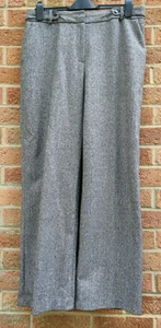 Sophisticated Laura Ashley Back White Wool Blend Wide Leg Womens Trousers UK 14 - Picture 1 of 8