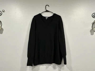 Halogen 100% Cashmere V Neck Pullover Sweater Black Oversized Sz 3X - Image 1 of 4