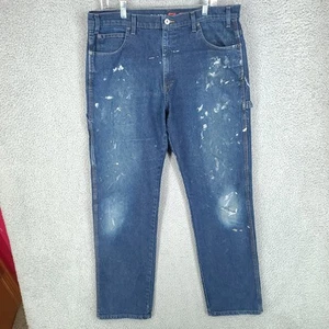 Dickies Flex jeans Mens 38 X 33 Carpenter Paint Straight Fit Denim Distressed - Picture 1 of 16