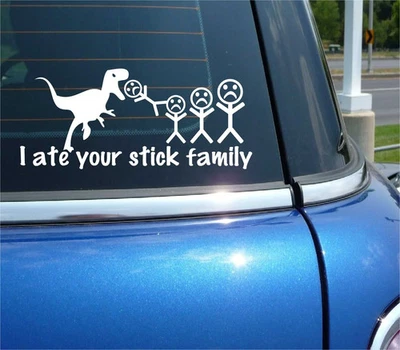 I ATE YOUR STICK FAMILY DINOSAUR FUNNY DECAL STICKER ART CAR WALL DECOR - Image 1 of 3
