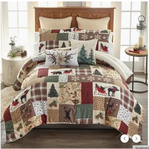 Christmas Holiday Country Comforter Set Festive - Picture 1 of 5