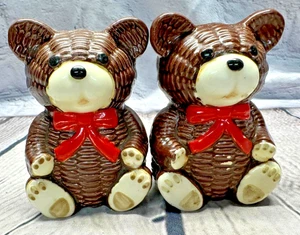 Osos de peluche salero y pimentero arcos rojos vintage 1983 3 1/4 " - Imagen 1 de 17