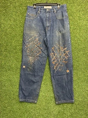 Vintage PePe Jeans Mens 38 x32 Denim Wide Leg Hip Hop Skater Patchwork Y2K Punk - Image 1 of 4