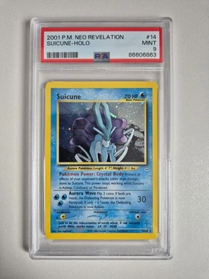 PSA 9 Suicune Neo Revelation Unlimited Holo Rare 14/64 Pokemon TCG 2001 MINT - Image 1 of 2