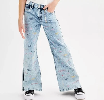 Ограниченное слишком широкие джинсы размер 16/2-4 Lite стирка напечатано 1987 гранж богемное хиппи - Изображение 1 из 4