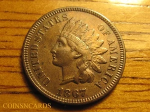 1867/1867 1C Indian Head Cent Overdate Error About Uncirculated Beauty Scarce! - Picture 1 of 4