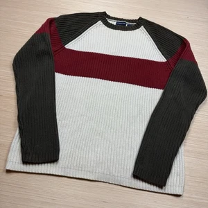 Vintage 90s Y2K Structure Sweater Ribbed Colorblock M Cyber Mall Goth Skater - Picture 1 of 9