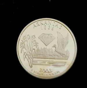 2003-S Cameo Gold Toned PROOF 90% SILVER "Arkansas" State Washington Quarter! - Picture 1 of 6