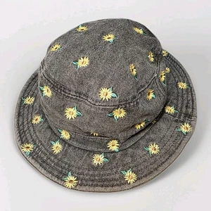 Sombrero cubo girasol American Eagle negro denim bordado talla única gorra para el sol - Imagen 1 de 5