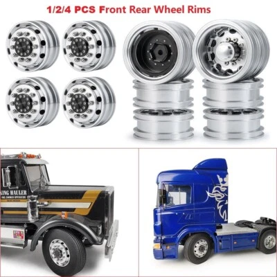 1/2/4PCS Metal Front/Rear Wheel Rims Hubs for 1/14 Tamiya Tractor Trailer Truck - Image 1 of 4