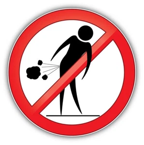 "Calcomanía pegatina para parachoques de coche Forbid Farting People Ban señal de alto - ""TALLAS""" - Imagen 1 de 1