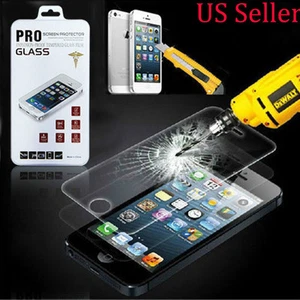 TEMPERED GLASS SCREEN PROTECTOR iPhone 5 5S 5C USA - Picture 1 of 3
