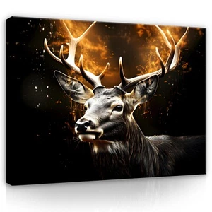 Leinwandbild Abstrakt Hirsch Tiere Kunstdruck Leinwand Bilder Wandbilder Canvas - Bild 1 von 7