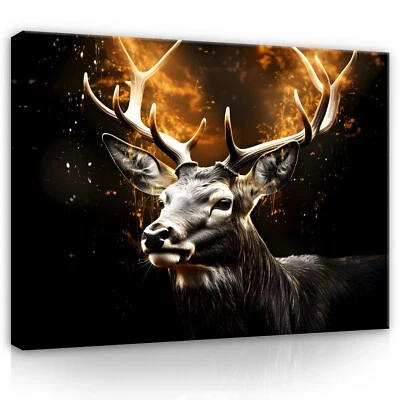 Leinwandbild Abstrakt Hirsch Tiere Kunstdruck Leinwand Bilder Wandbilder Canvas - Bild 1 von 4