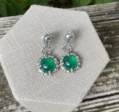Brincos pendurados de pedra verde prata esterlina CAROLYN POLLACK - Imagem 1 de 3
