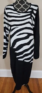 Ashley Stewart Womens Dress18/20 Zebra Sweater NWT! Animal Black - Picture 1 of 5