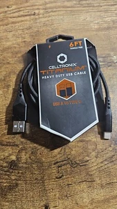 Celltronix Titanium 6' Tangle Free Heavy Duty USB Cable - Type C To Type USB - Zdjęcie 1 z 6