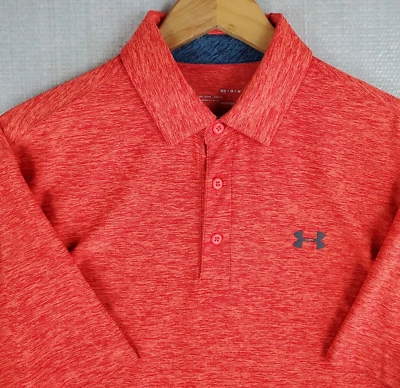 UNDER ARMOUR Talla Mediana Para Hombres Rojo Ardiente Tinte Espacial Polo HeatGear Golf UV+ Foto 1 de 4