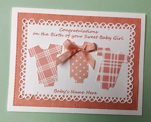 New Baby Girl Congrats Card for New Parents with Personalized Name Verse Inside - Picture 1 of 4