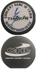 WICHITA THUNDER CHL OFFICIAL HOCKEY PUCK LINDSAY MFG. MADE IN CANADA 🇨🇦