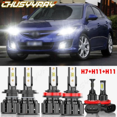 Combo de 6 faros LED haz alto/bajo + kit de bombillas antiniebla para Mazda 6 2009-2010 Foto 1 de 4