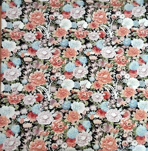 Timeless Treasures Fabrics of SoHo Patt # LOTUS C 9505 Floral 1.3 Yards 44" Wide - Picture 1 of 10