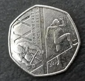 Great Britain 50 Pence 2014 Commonwealth Games Glasgow 50 P Commemorative Coin - Picture 1 of 4