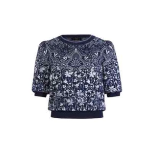 Ivko Pullover Floral White Navy Blue Cotton Viscose 211530 - Picture 1 of 1