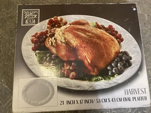 Tabletops Gallery HARVEST Oval Serving Turkey Platter 21”x17” With box - Picture 1 of 5