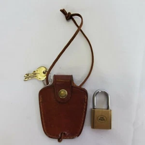 THE BRIDGE Genuine Leather Key Keeper Pouch Brass Lock & Keys Luggage Travel - Bild 1 von 8