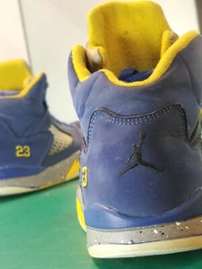 JORDANS 23 C13288-400 YOUTH BASKETBALL SHOES SIZE 1.5Y BLUE YELLOW GREY - Picture 1 of 9