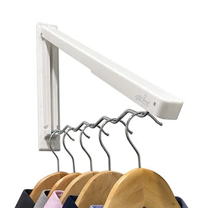 2XWall Mounted Clothes Hanger Punch Free Foldable Drying Rack Retractable Hanger - Imagen 1 de 8