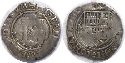 1542-55 Mo Mexico 2 Reales Silver Carlos & Johanna Colonial Spain - Image 1 of 3