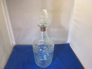 Vintage 11" Schnaps Karaffe mit Stopfen Kristallklar Pressglas Diamantschliff - Bild 1 von 5