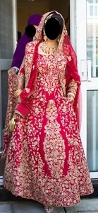 Heavy Indian/Pakistani Bridal Lehnga Used Red Excellent Condition Mongas - Picture 1 of 7