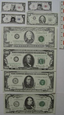 Lot of 8 Unique Novelty Fake US Currency; Clinton, Monica, Gore; Oversize Bills - Image 1 of 4