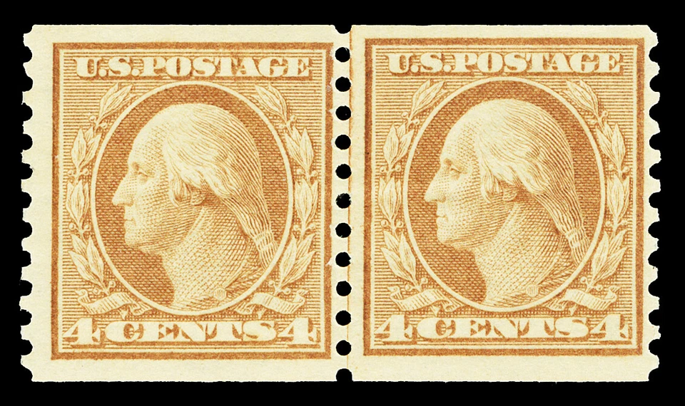 Scott 495 1917 4c Washington Coil Issue Mint Joint Line Pair F-VF OG NH Cat $160 - Image 1 of 1